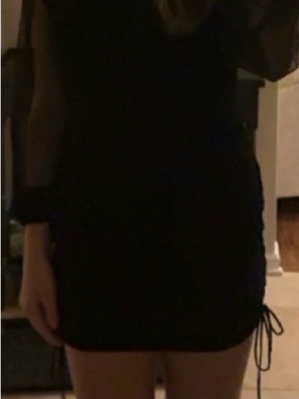 Black Sheer-Sleeve Mini Dress - Women's